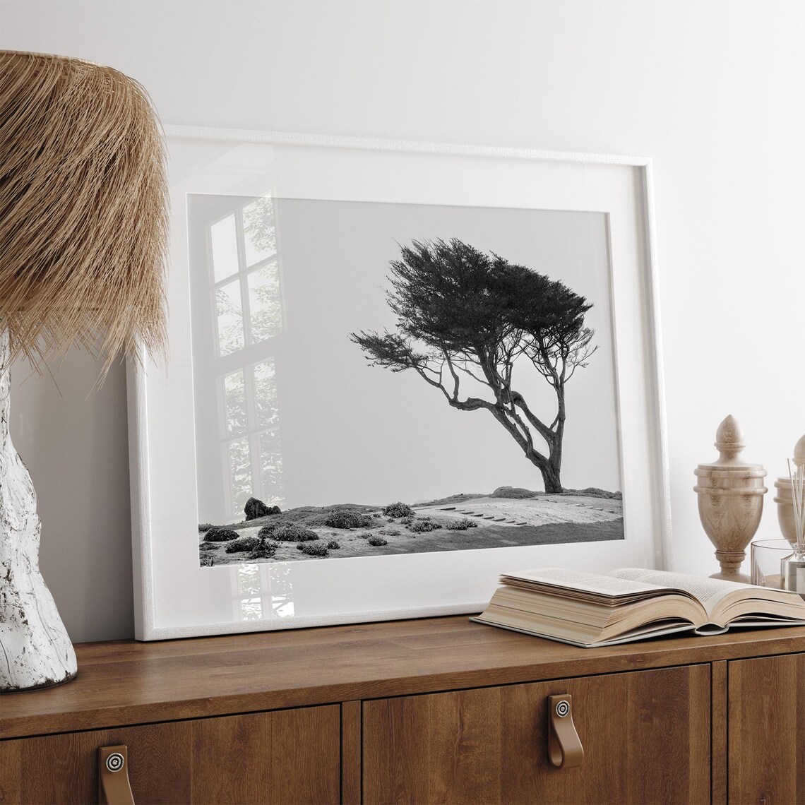 Coastal Tree Black and White Art Print, California - Image 5