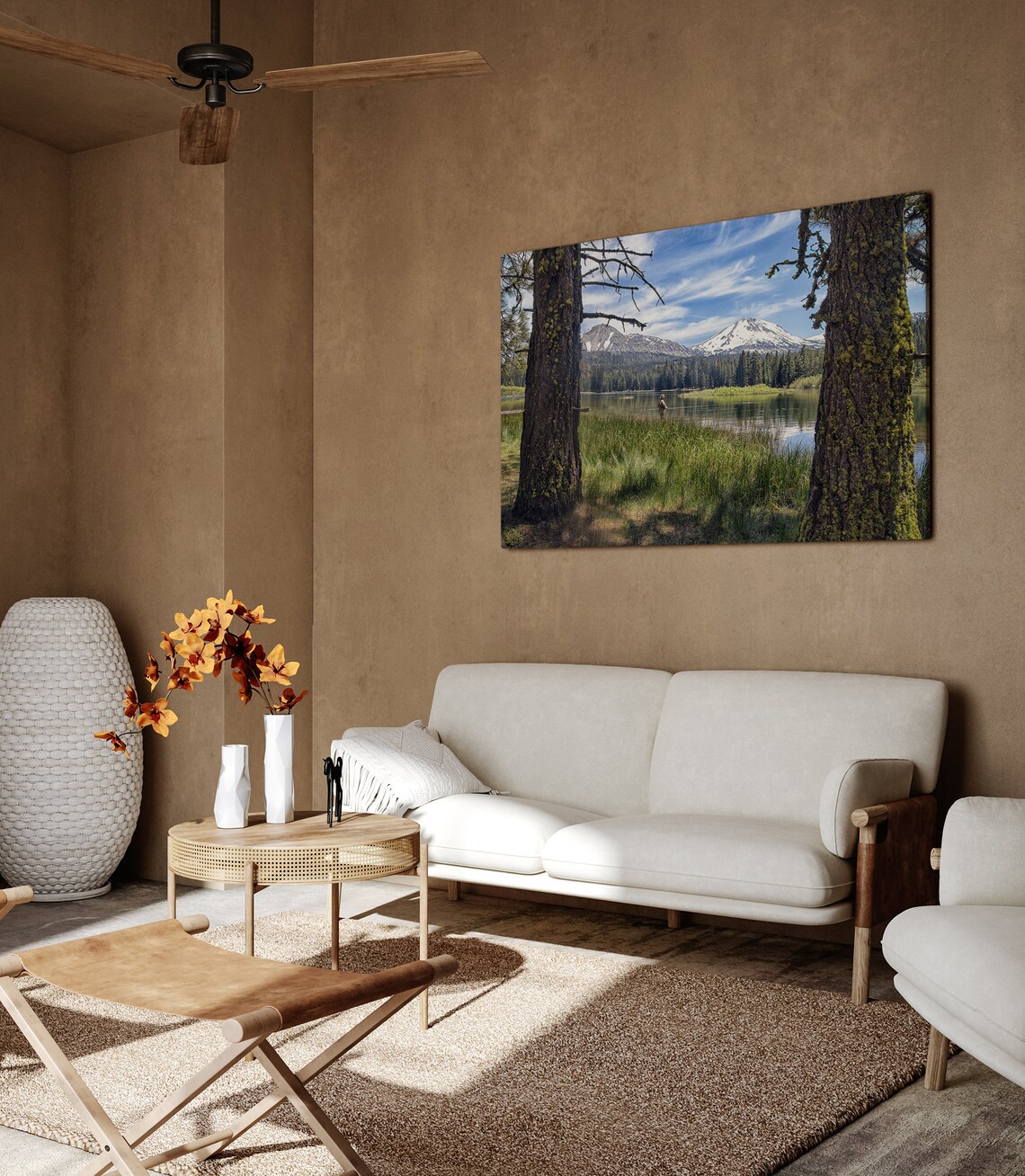 Lassen National Park Fly Fishing Lake Snowy Peak Morning Light Poster - Image 3