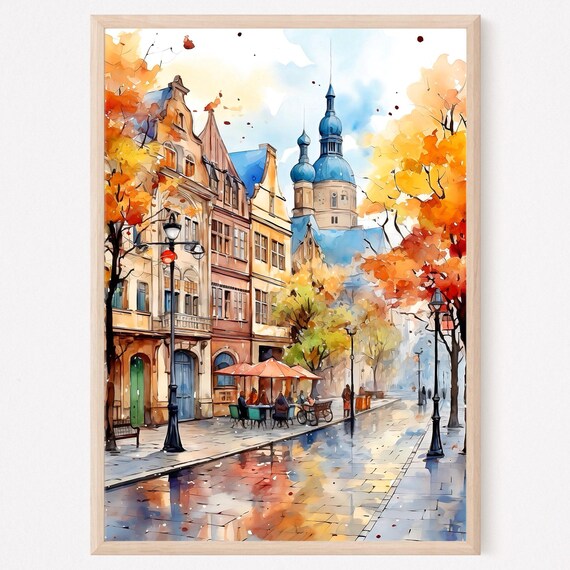 Berlin Street Art Print Bohemian Watercolor Cityscape Giclee