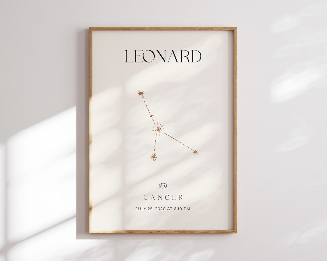 Personalized Zodiac Sign Poster, Astrology Art Print