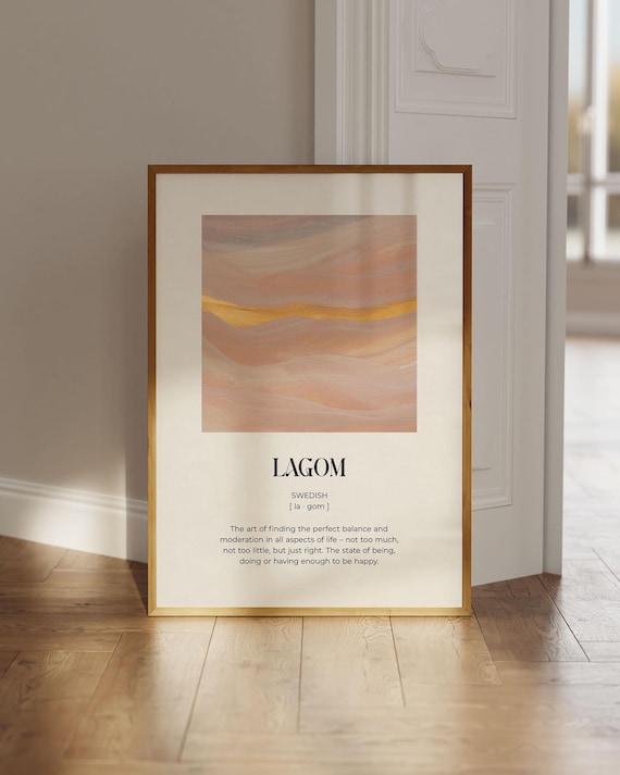 Lagom Definition Dictionary Art Print, Swedish Wall