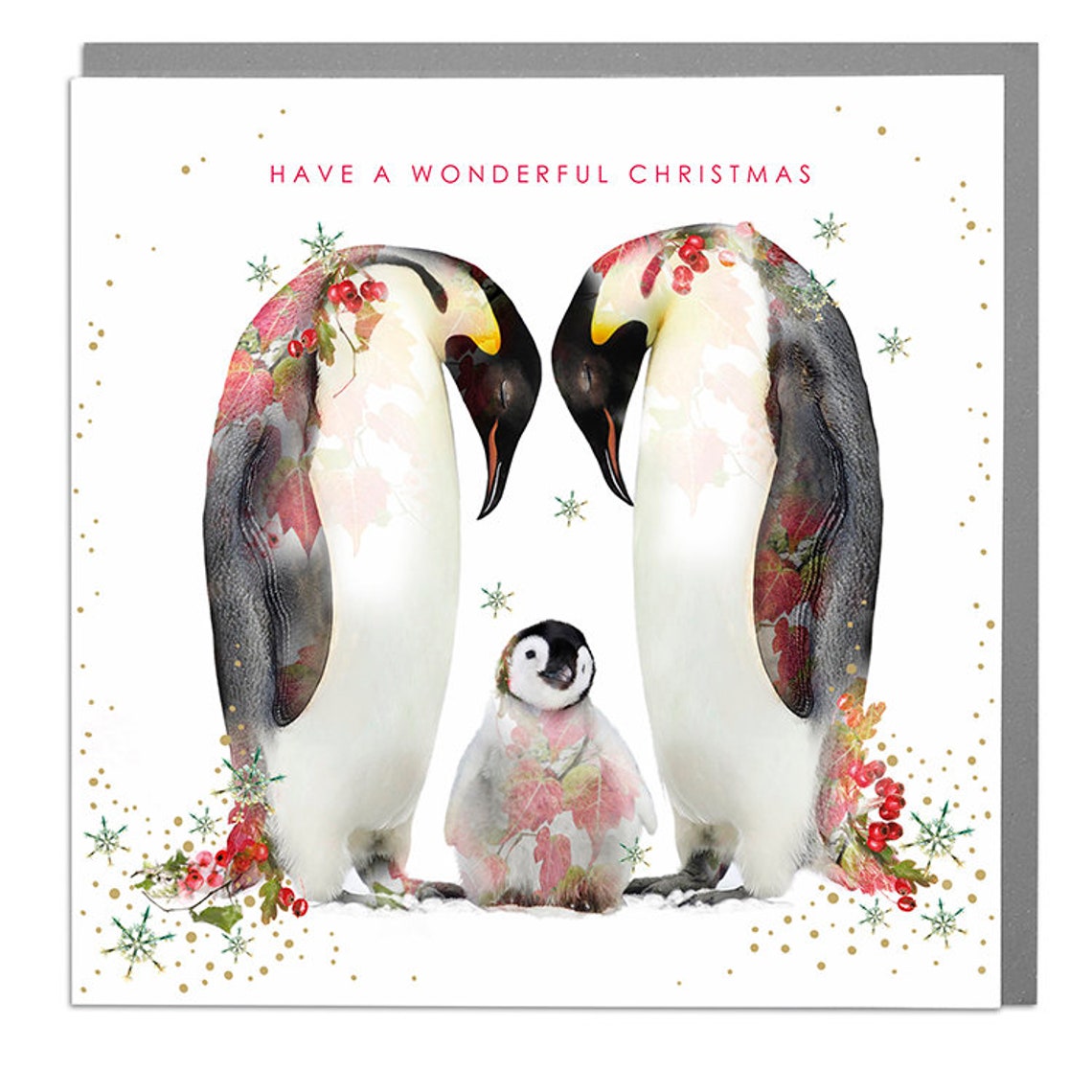 Have a Wonderful Christmas Penguin Family Holiday Poster Design