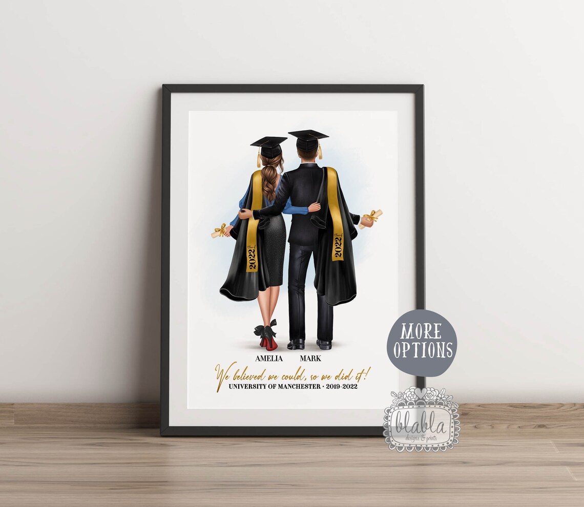 Personalized Couple Graduation Art Print, 2022 - Image 2