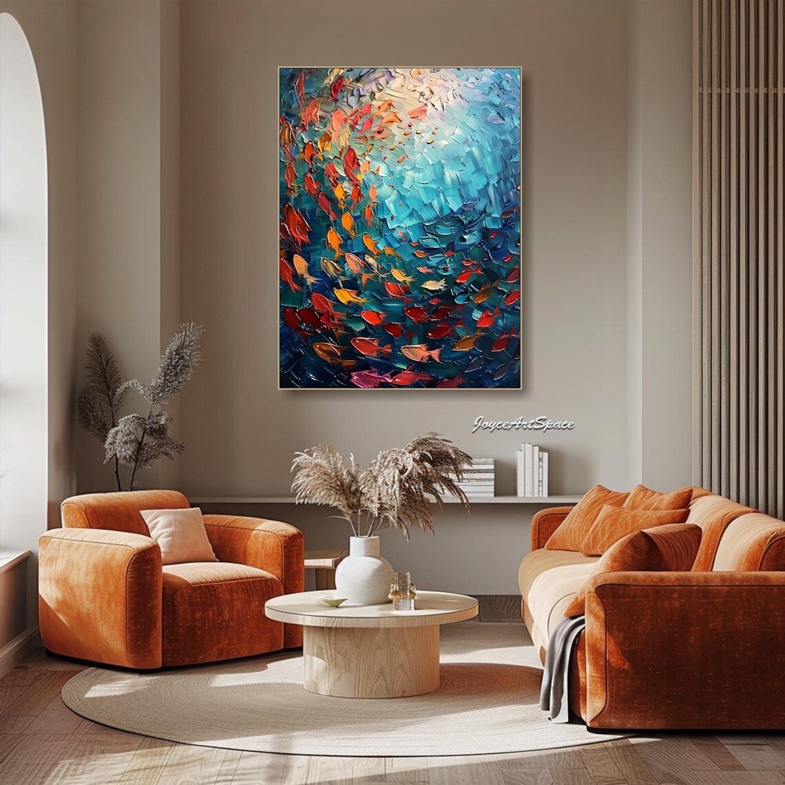 Colorful Wall Art Underwater Fish Painting On Original Boho Wall Art Large Texture Wall Art Abstract Ocean Wall Art Custom Wall Art - Image 3