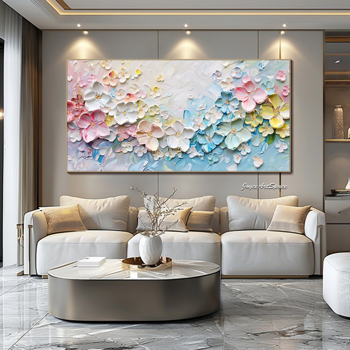 Pastel 3D Petal Flowers Spring Textured Floral Oil Painting Poster - Image 3