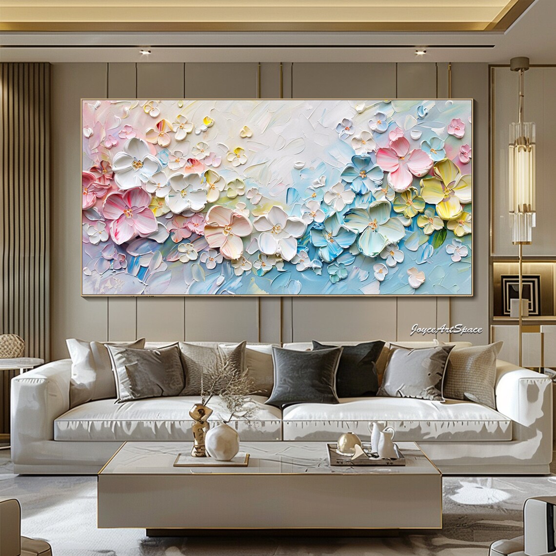 Pastel 3D Petal Flowers Spring Textured Floral Oil Painting Poster - Image 5