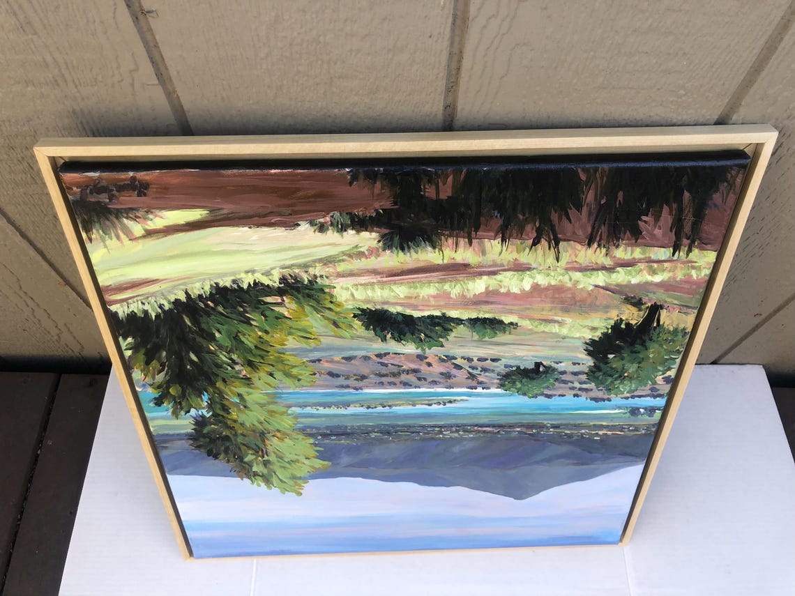 Lake Abiquiu 20 X 20 Original Framed New Mexico Oil Painting Of Abiquiu New Mexico Landscape Painting Of Abiquiu Lake - Image 2