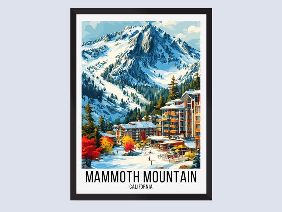 Mammoth Mountain Travel Poster Print Wall Art Gift Ski