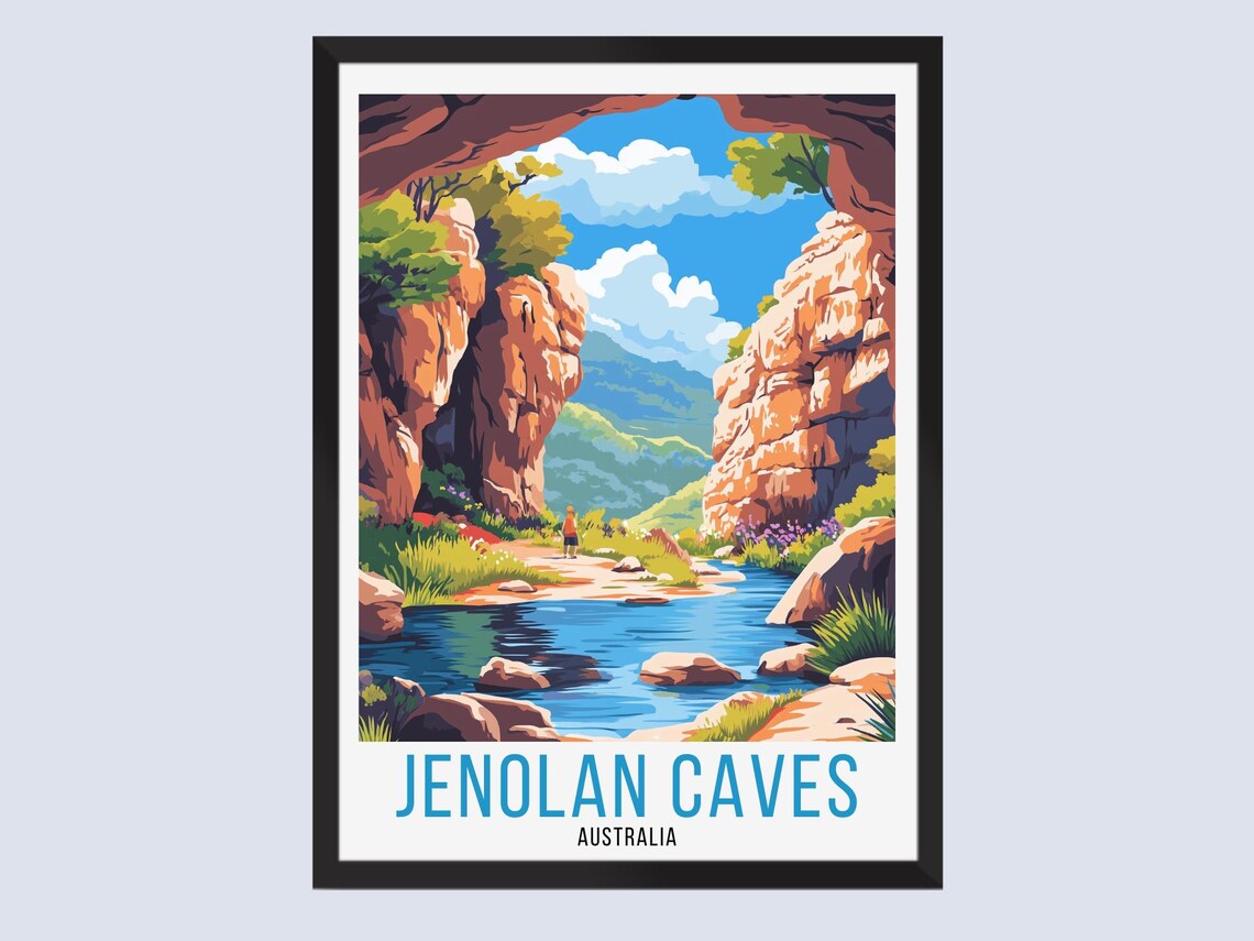 Beautiful Jenolan Caves Australia Scenic River Canyon Travel Poster