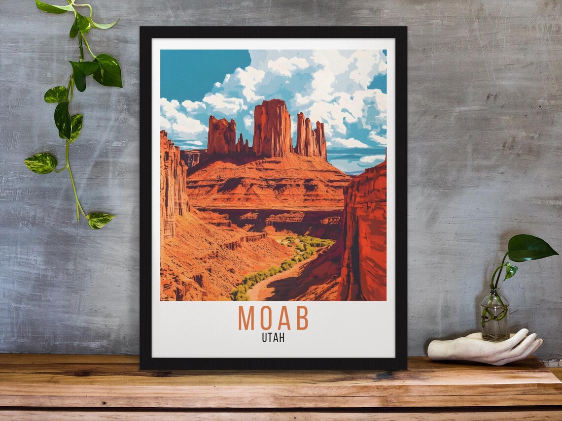 Moab Utah Red Rock Desert Canyon Landscape Vintage Travel Poster