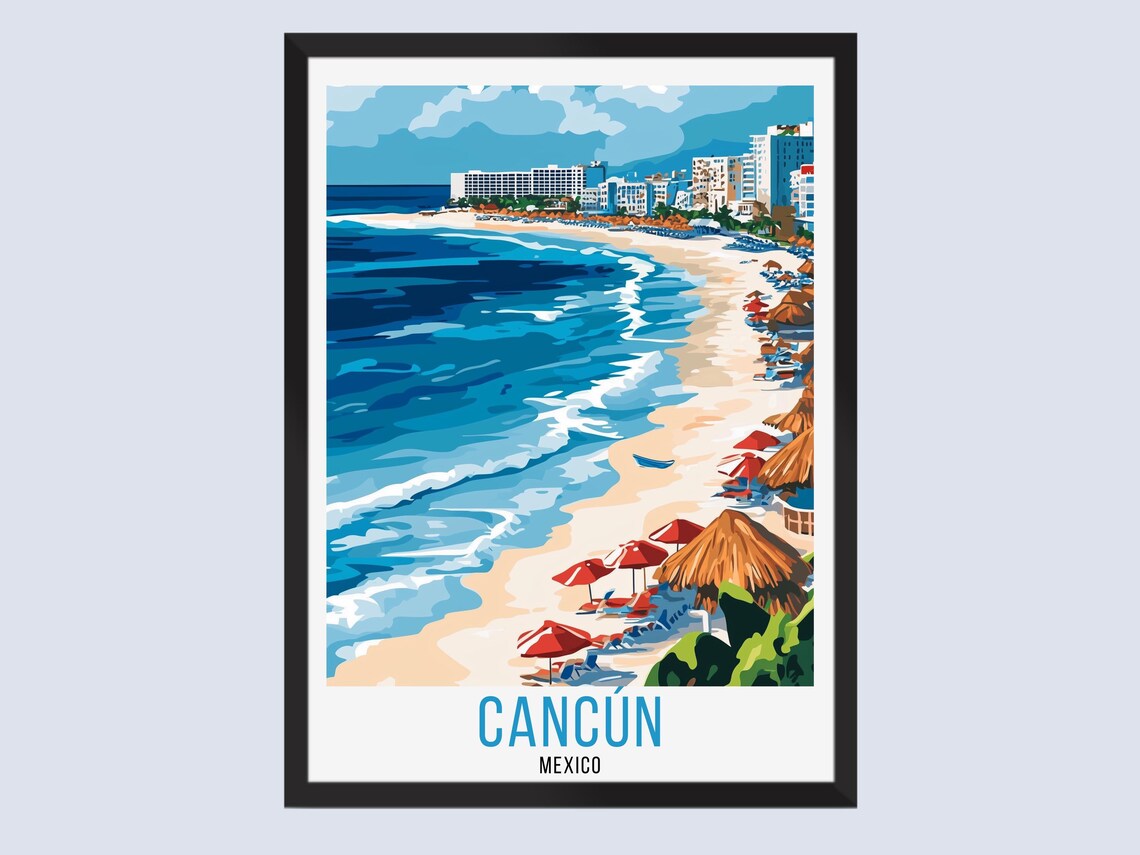 Cancn Travel Poster Mexico Print Wall Art Home Decor Gifts Rolled