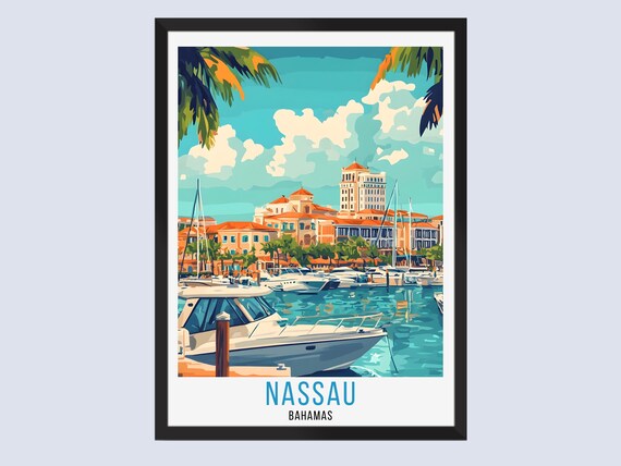 Nassau Travel Poster Bahamas Wall Art Home Decor Print Gift