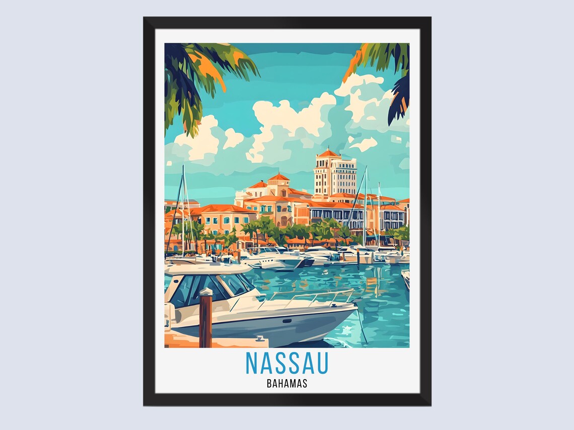 Nassau Travel Poster Bahamas Wall Art Home Decor Print Gift
