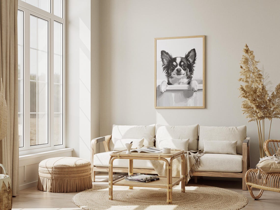 Chihuahua In A Bathtub With Paws Over Edge Black White Poster - Image 3