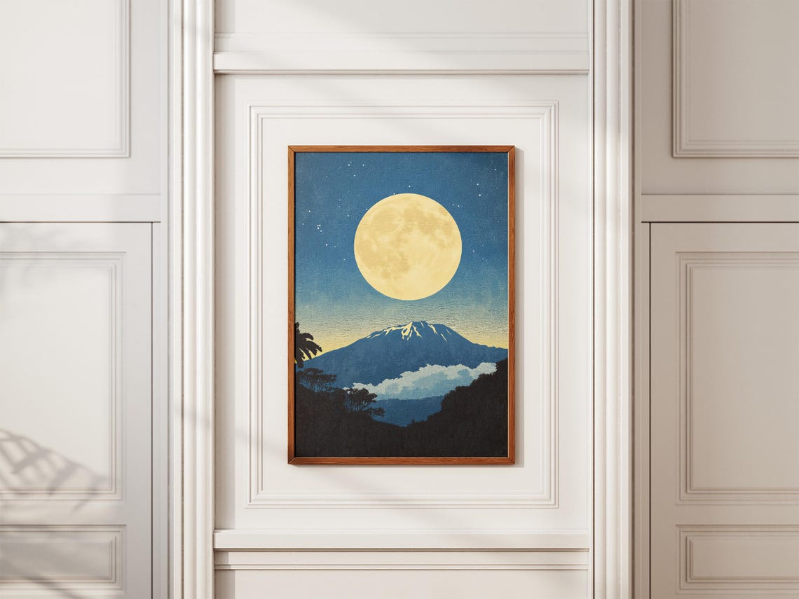 Haleakala National Park Hawaii Moonlit Volcano Vintage Poster - Image 2