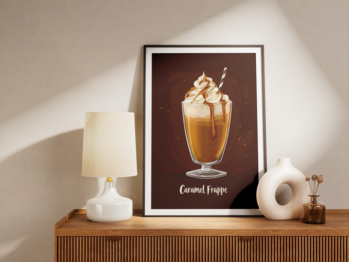 Caramel Frappe Drink Poster Coffee Drink Poster Cafe Poster Whipped Cream Poster Sweet Treat Poster Brown And Beige Delicious Drink Poster - Image 5