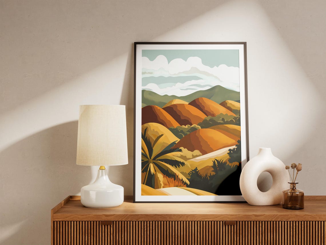 Chocolate Hills Bohol Amber Mounds Golden Hour Landscape Poster - Image 5