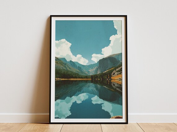 Rocky Mountain National Park Colorado Mirror Lake Vintage Poster