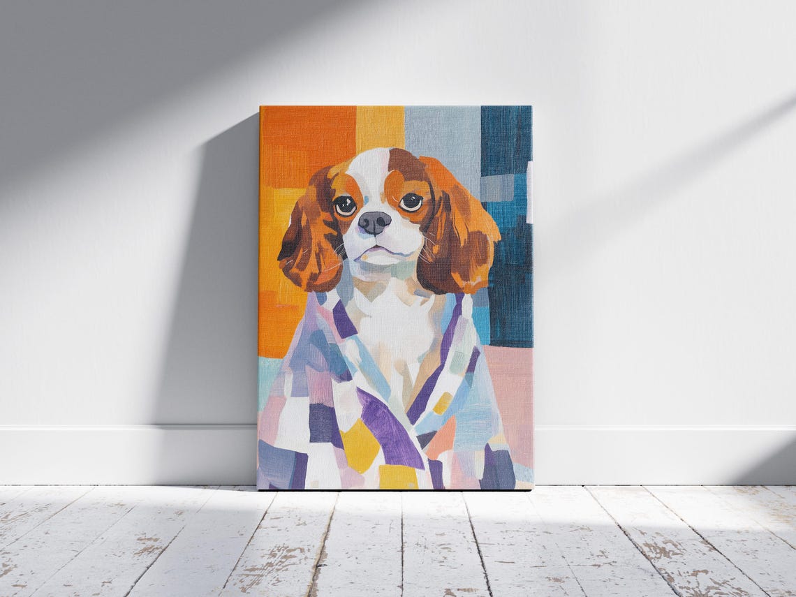 Cavalier King Charles Spaniel Bathrobe Pop Art Dog Portrait Poster - Image 2