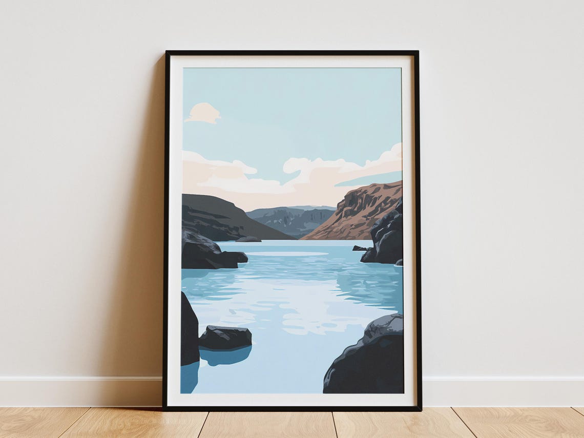 Iceland Blue Lagoon Milky Blue Waters Between Dark Lava Rocks Poster