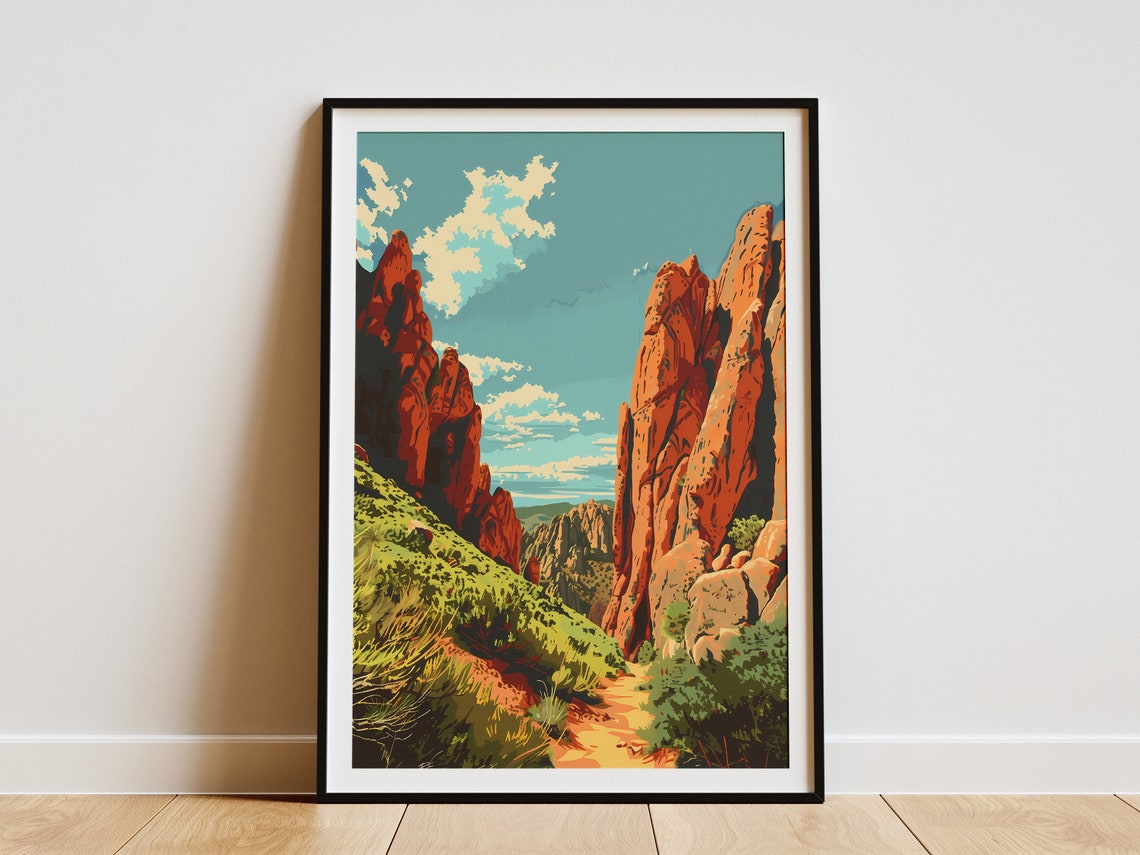 Pinnacles National Park Red Rock Canyon Vintage Travel Poster