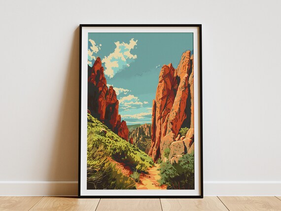 Pinnacles National Park Red Rock Canyon Vintage Travel Poster