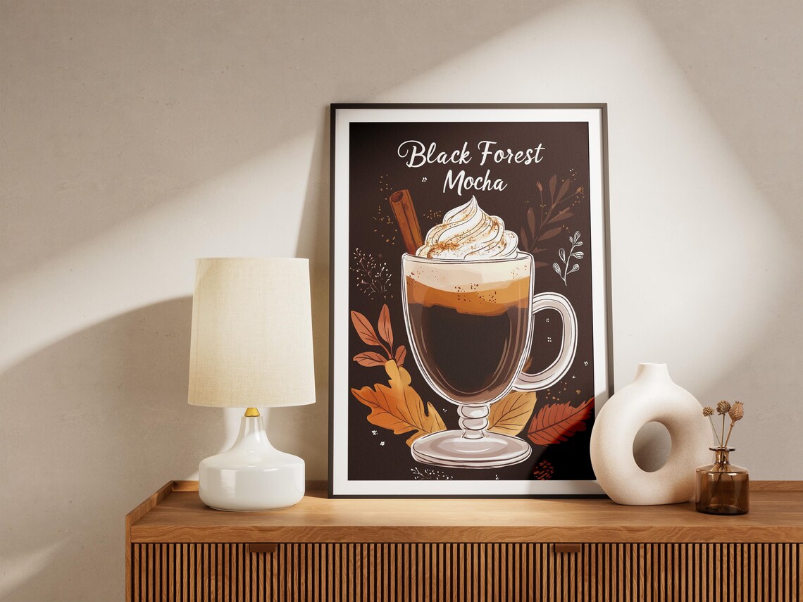 Black Forest Mocha Coffee Drink Posterautumn Coffee Printfall Drinkscozy Coffee Shop Decorwhipped Creamcinnamoncoffee Posterdrink - Image 5