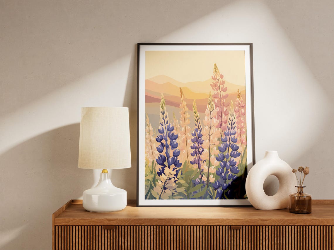 Lupine Meadow Sunrise Pink Purple Spikes Mountain Light Poster - Image 5