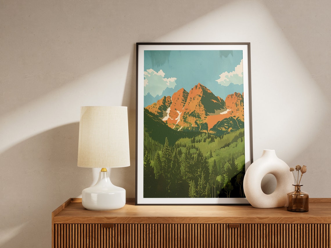 Colorado Rocky Mountain Alpine Peaks Sunset Cliffs Forest Poster - Image 2