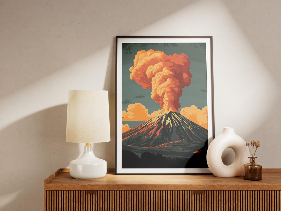 Mount Etna Erupting Volcano Ash Cloud Lava Flow Italy Poster - Image 5