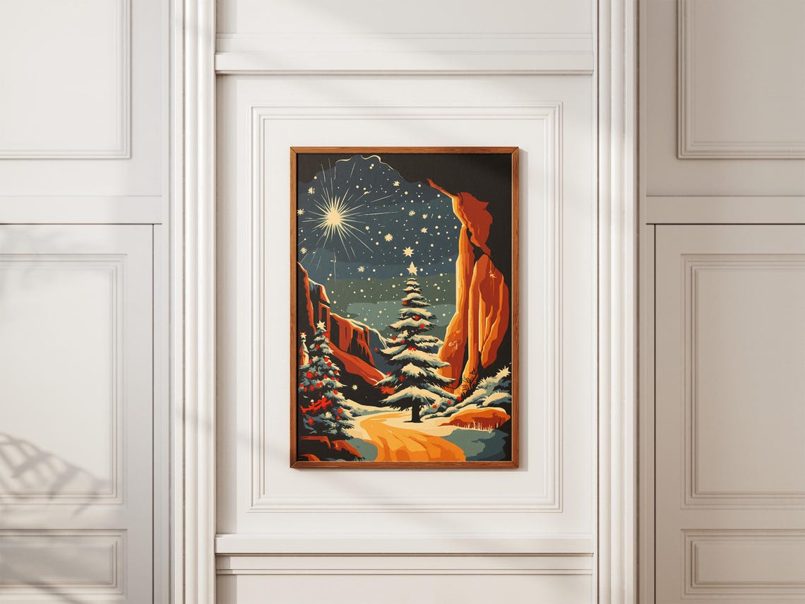 Wind Cave Christmas Trees in a Canyon Under a Starry Night Poster - Image 2