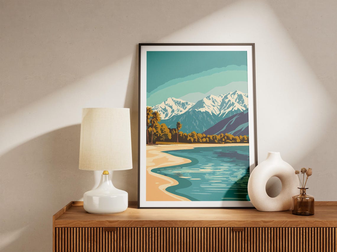 Issyk Kul Kyrgyzstan Snow Mountain Lake Shore Landscape Poster - Image 5