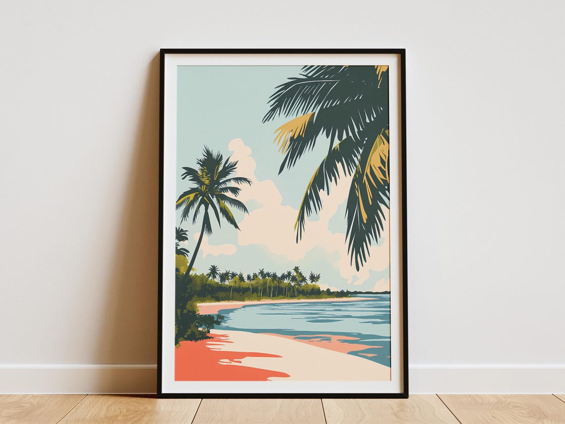 Lakshadweep Island Palm Beach Coral Lagoon India Travel Poster
