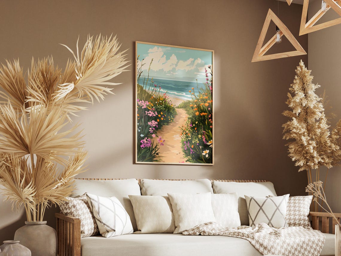 Wildflower Path to the Beach Coastal Botanical Artwork Poster - Image 3