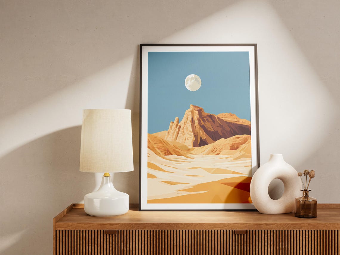 White Desert Egypt Moonrise Rock Formation Night Landscape Poster - Image 5