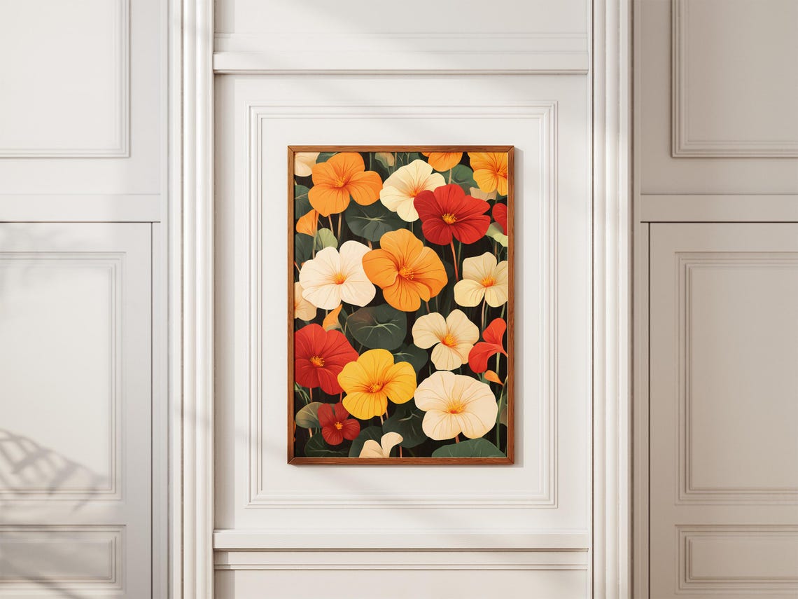 Nasturtium Blooms Colorful Dense Garden Tapestry Floral Poster - Image 2