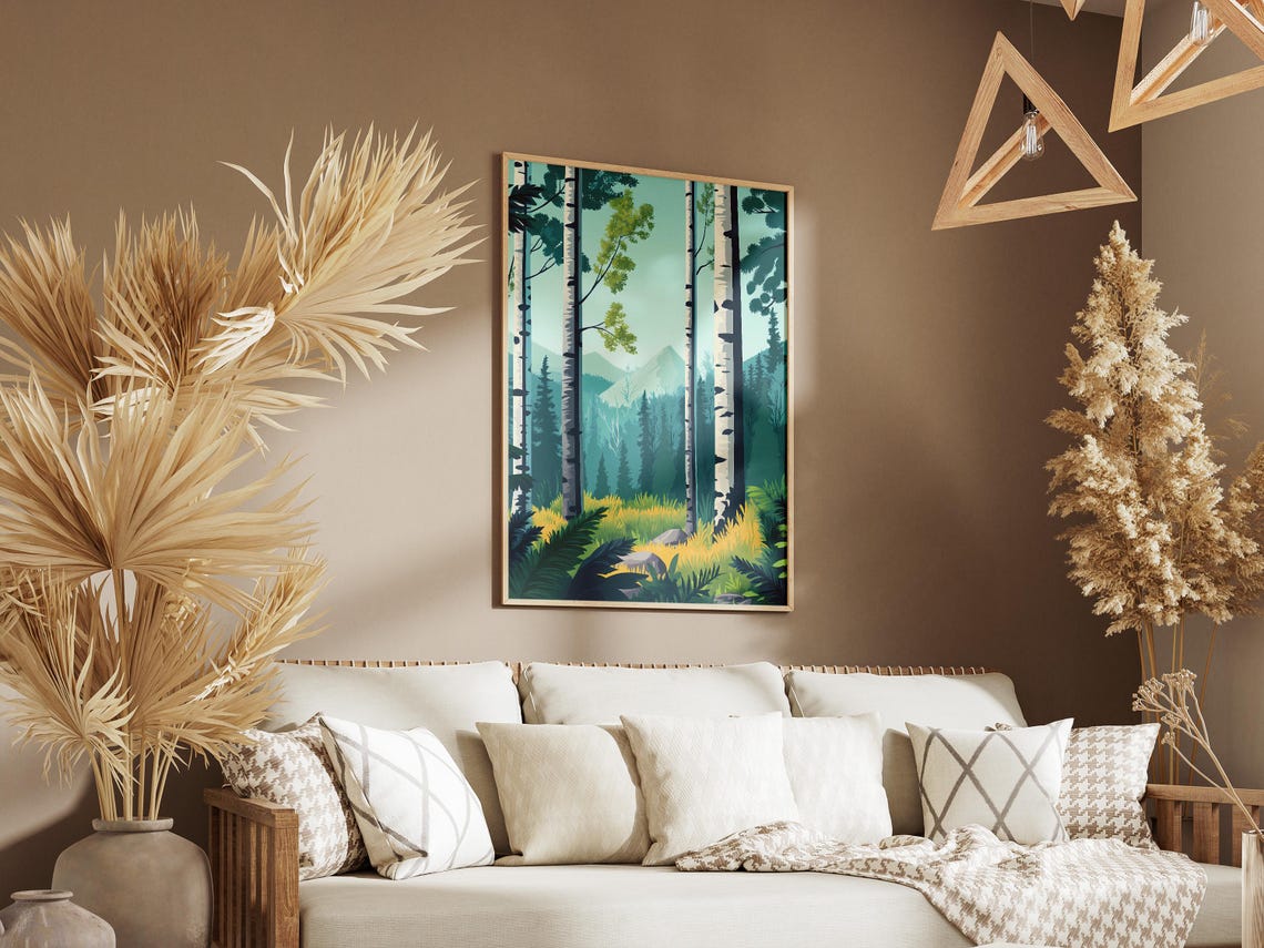 Komi Forest Russia Birch Trees Sunlit Mountain Meadow Poster - Image 3
