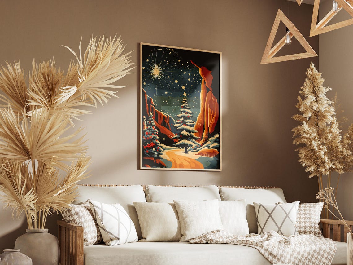 Wind Cave Christmas Trees in a Canyon Under a Starry Night Poster - Image 3