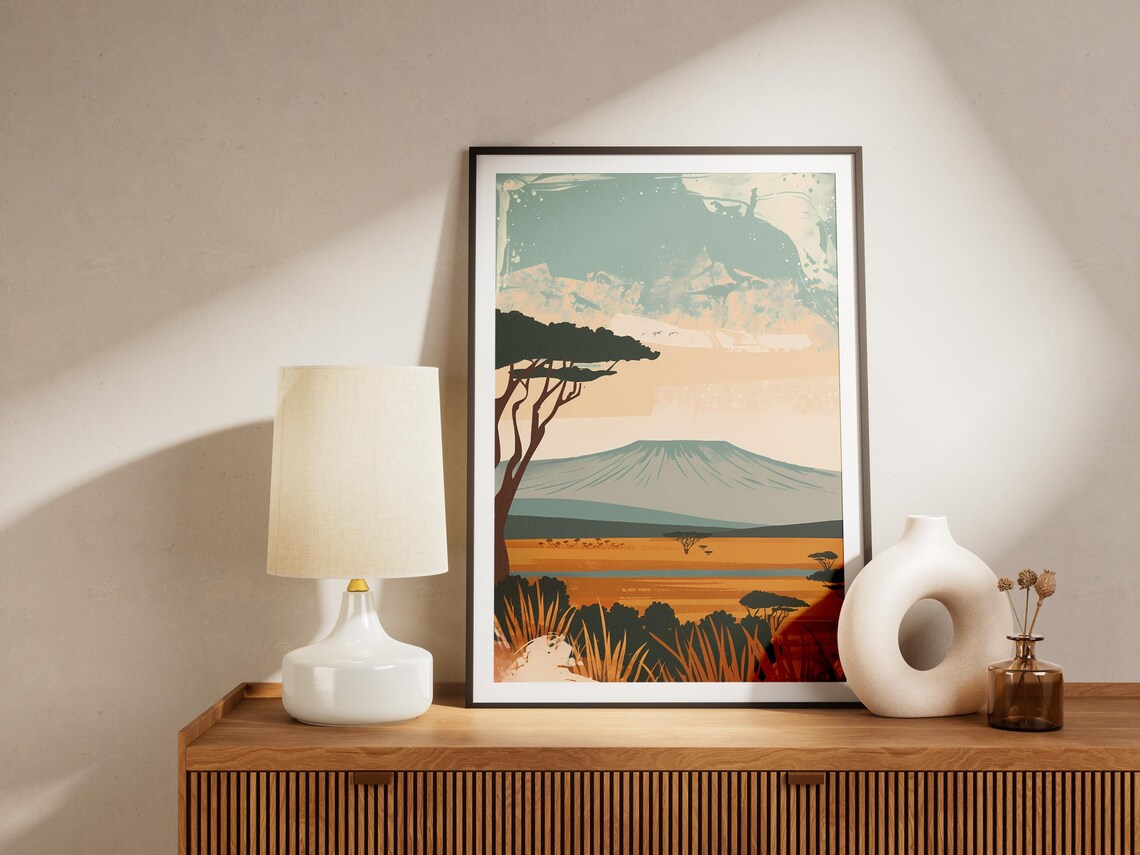 Ngorongoro Crater Tanzania Minimalist Poster African Landscape Art Print Travel Poster Wildlife Art Home Decor - Image 2