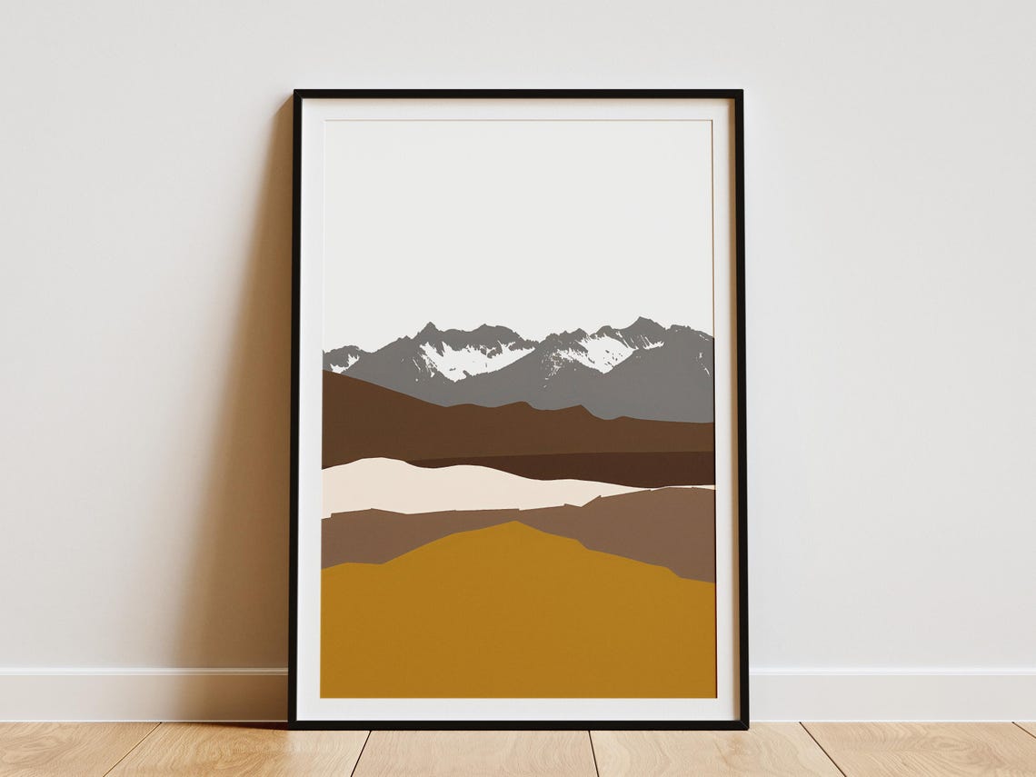 Mountain Range Print Abstract Landscape Wall Art Modern Home Decor Neutral Color Palette Poster Scandinavian Style Artwork