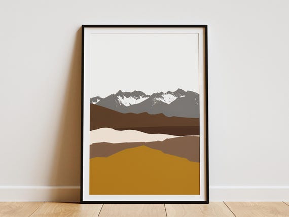 Mountain Range Print Abstract Landscape Wall Art Modern Home Decor Neutral Color Palette Poster Scandinavian Style Artwork