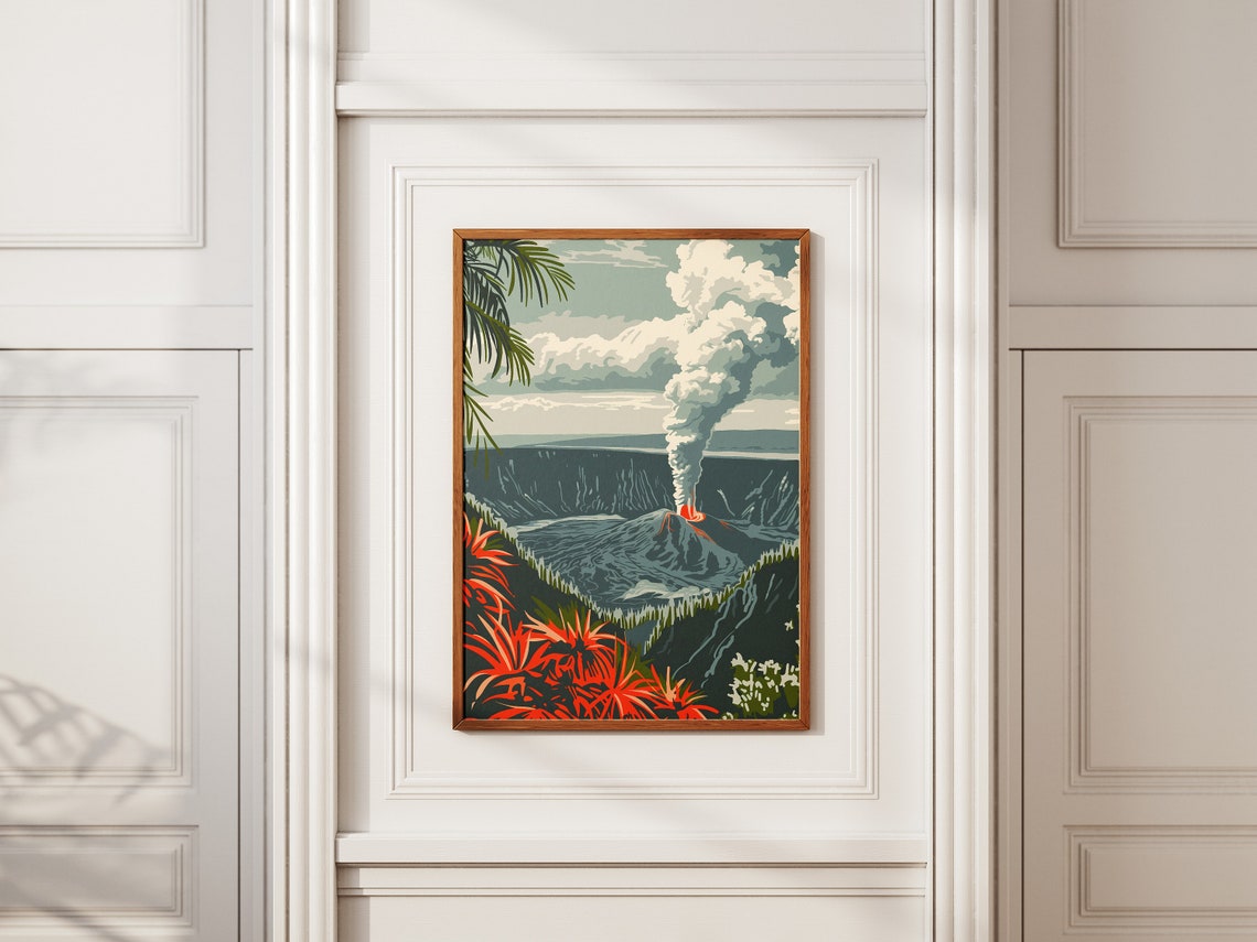 Hawaii Volcanoes National Park Erupting Vintage Travel Poster - Image 2