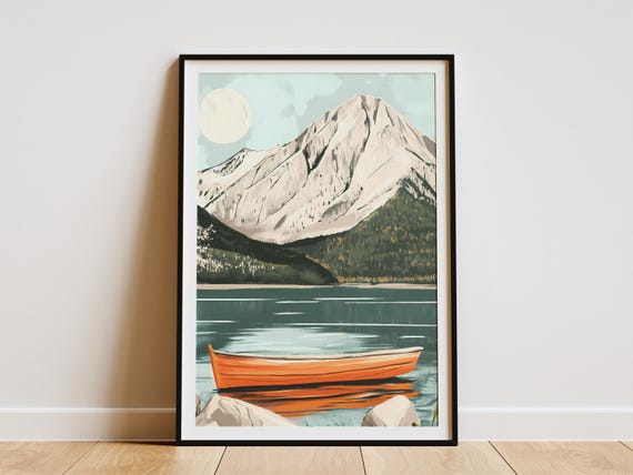 Mountain Lake Poster Calm Water Landscape Art Print Peaceful Lake Serenity Nature Scene Wall Decor Home Decor Lake House Decor