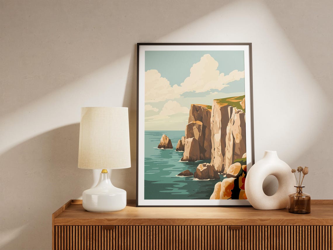 Lands End Cornwall Golden Sea Stacks Cliffs Turquoise Sea Poster - Image 5