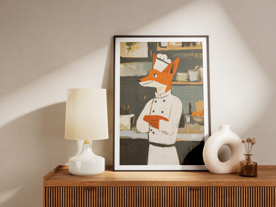 Fox Chef Poster, Matisse-Style Kitchen Art Print - Image 4