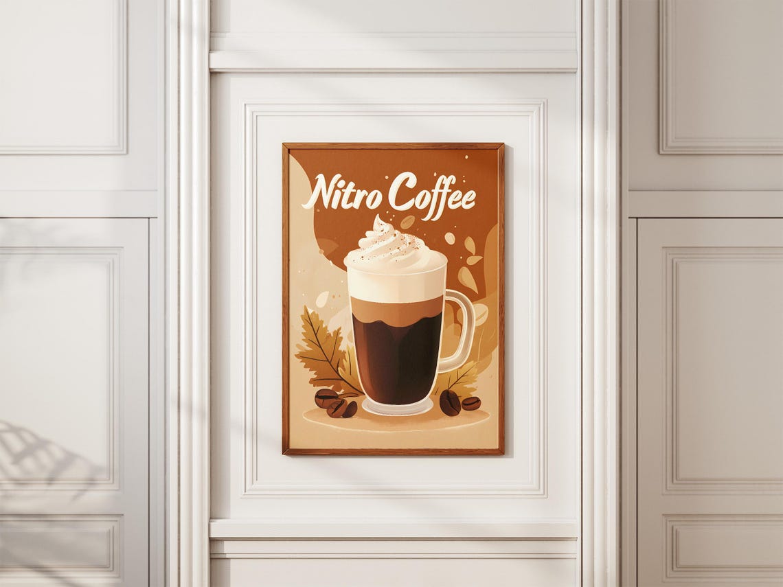 Nitro Coffee Whipped Cream Foamy Coffee Shop Drink Illustration Poster - Image 2
