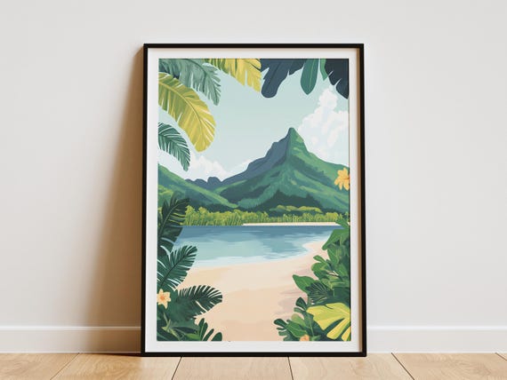 Samoa Beach Poster Tropical Island Art Print Ofu And Olosega Illustration Vacation Home Decor Modern Minimalist Wall Summer