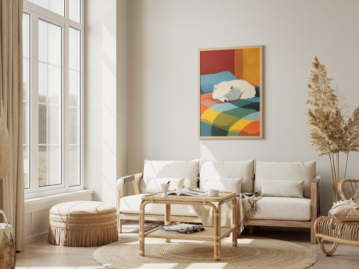Sleeping Pomeranian Dog Matisse Inspired Abstract Pet Portrait Poster - Image 3