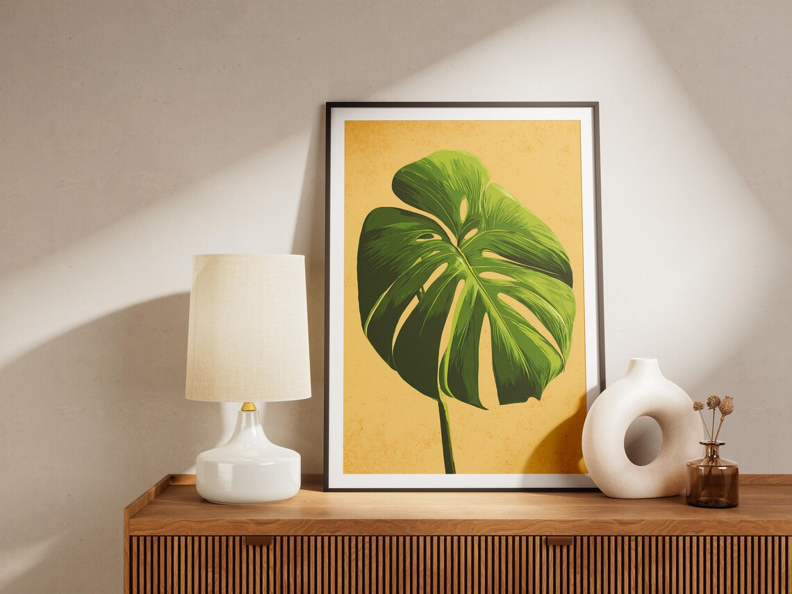 Monstera Leaf Art Print Tropical Plant Poster Botanical Wall Hawaiian Decor Modern Home Deliciosa - Image 4