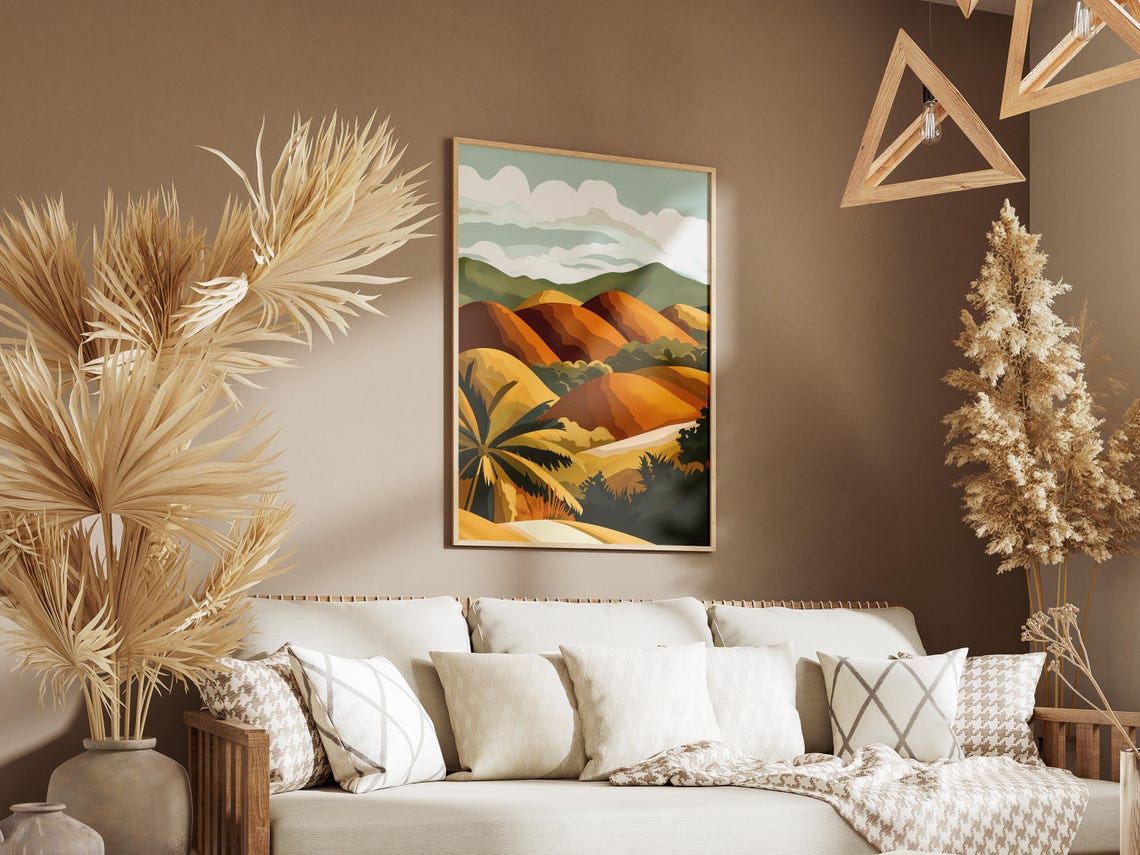 Chocolate Hills Bohol Amber Mounds Golden Hour Landscape Poster - Image 3